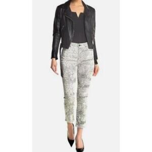 Aritzia GRLFRND Opposites Attract High-Rise Slim‎ Black/White Reed Jeans Size 26